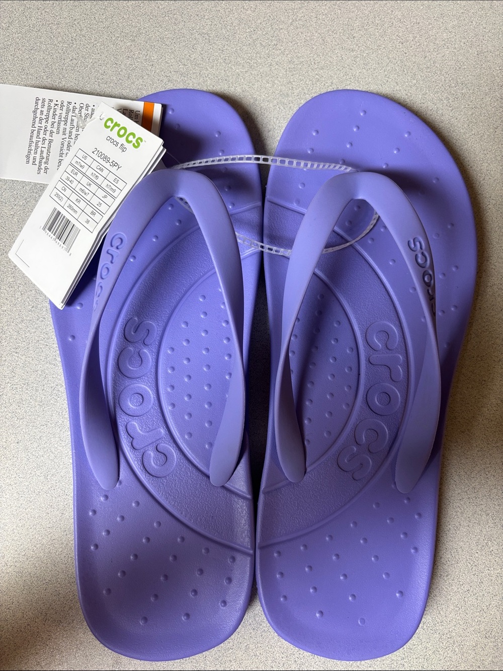 BNWT UNISEX CROCS FLIP FLOP PERIWINKLE PURPLE M7 W9